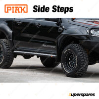 Pair of PIAK Side Steps Aluminium Checker Plate Black for Ford Ranger PX 2011-On