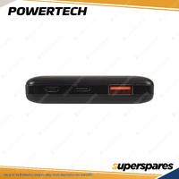 Powertech 10000mAh large capacity Power Bank with USB-C USB-A Ports in Black