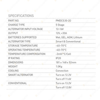 Projecta Smart 30Amp DC-DC 12V Charger with 20A Bypass Multi-Chemistry