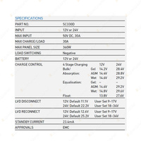 Projecta Automatic 12V/24V 30A 4 Stage Solar Charge Premium Controller