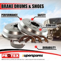 Protex Rear Brake Drums + Shoes for Holden Camira JB 1.6L JD 1.8L JE 2.0L 82-89