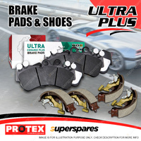 8x Front Ceramic Brake Pads + Rear Shoes Set for Holden Colorado RG 2.8L Akebono