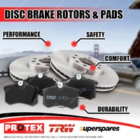 Protex Front Brake Rotors + TRW Pads for Holden Torana Sunbird HB LJ 4Cyl Some