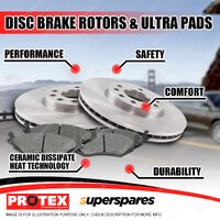 Protex Rear Brake Rotors + Ultra Pads for Holden Cross 6 8 Monaro V2 Adventra VZ