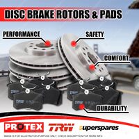 Front + Rear Protex Disc Rotors TRW Brake Pads for MG MGF 1995 - On