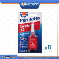 6 x Permatex High Strength Threadlocker Red Carded 10ML Vibration Resistance