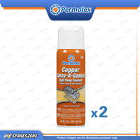 2 x Permatex Copper Spray-A-Gasket Aerosol Sprays 255ML High Temperature Sealant