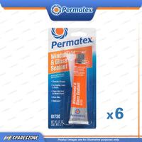 6 x Permatex Windscreen Glass Sealer Carded 42G Waterproof and Durable