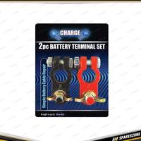 2 Pcs Charge Black & Red Battery Terminals - Marine Type Zinc Plated Solid Lead