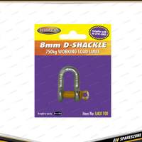 Loadmaster 8mm D-Shackle - 750KG Working Load Limit Silver Body & Yellow Pin