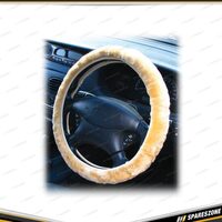 PC Covers 38cm Steering Wheel Cover - Sheep Skin Beige Soft Warm Grip