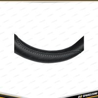 PC Covers 38cm Steering Wheel Cover - Leather Feel Raised Stitching Black