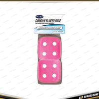 Pro-Kit Groovy Fluffy Dice - Pink Color Automotive Interior Accessory