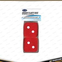 Pro-Kit Groovy Fluffy Dice - Red Color Automotive Interior Accessory