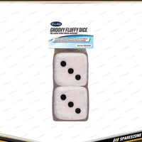 Pro-Kit Groovy Fluffy Dice - White Color Automotive Interior Accessory