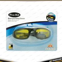 Pro-Kit Motorcycle Riding Glasses - UV400 Yellow Reduce Light Reflection