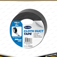 Pro-Kit Cloth Duct Tape - Black 100Mph 25 Mtr x 48mm Self Adhesive Repair