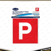 2 Pcs of Pro-Kit Electrostatic P Plates - White P on Red Front & Rear Window