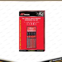 5Pc PK Tool 200mm Engineers File Set - Flat Round Square Triangular & Half Round