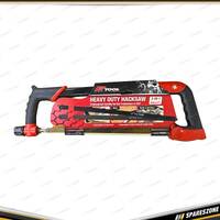 PK Tool Heavy Duty Hacksaw - Supplied with 3 Blades for Wood Metal & Plastic