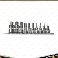 10 Pcs of PK Tool 3/8 Inch & 1/2 Inch Dr Metric Hex Bits Socket Set - S2 Steel