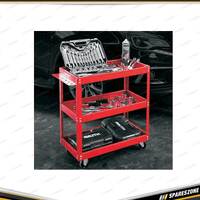 PK Tool Red Professional Workshop & Warehouse Trolley with 3 Tool Trays