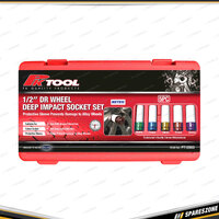 5 Pcs of PK Tool 1/2" Dr Mag Wheel Deep Impact Socket Set with Protector Sleeves