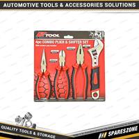 4 Pcs of PK Tool Combo Plier & Shifter Set - Long Nose & Diagonal & Combination