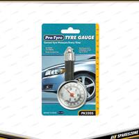 Pro-Tyre Heavy Duty Dial Tyre Gauge - 10-100psi 20-700KPA Acrylic Lens