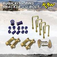 Rear RAW 4x4 Leaf Bush Shackle U-bolt Pin Kit for Nissan Navara D21 D22 Frontier