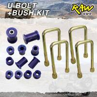 Front RAW 4X4 U Bolts + Bush Kit for Toyota Landcruiser BJ FJ FZJ HJ HZJ 75