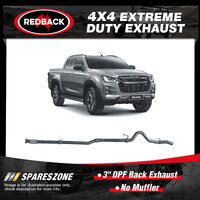 Redback 3" DPF Back Exhaust No Muffler for Isuzu D-Max TFR40 TFS40 3.0L 2020-On