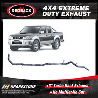 Redback 3" Exhaust No Muffler No Cat for Nissan Navara D22 2.5L 03/02-10/15