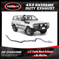 Redback 3" Exhaust No Muffler for Toyota Landcruiser HZJ80R 01/90-02/98 Safari