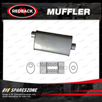 Redback Universal Muffler - 8" x 5" Oval 14" Long 1 3/4" O/C Turbo Flow