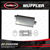 Redback Universal Muffler - 8" x 5" Oval 16" Long 1 3/4" O/C Turbo Flow