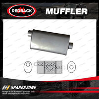 Redback Universal Muffler - 8" x 4" Oval 16" Long 1 3/4" Offset/Centre Triflow