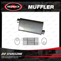 Redback Universal Muffler - 8" x 4" Oval 16" Long 1 3/4" Offset/Offset Triflow