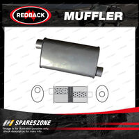 Redback Universal Muffler - 8" x 4" Oval 16" Long 2" Offset/Centre Baffled