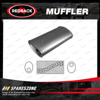 Redback Universal Muffler - 8" x 4" Oval 16" Long 2" O/O Megaflow No Spigots