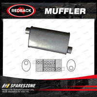 Redback Universal Muffler - 8" x 4" Oval 16" Long 2" Offset/Offset Turbo Flow