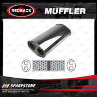 Redback Universal Muffler - 8" x 4" Oval 16" Long 2" Twin In/Twin Out