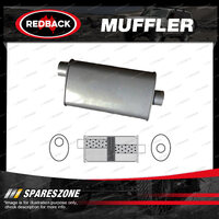 Redback Universal Muffler - 8" x 4" Oval 14" Long 2 1/2" Offset/Centre Baffled