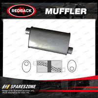 Redback Universal Muffler - 8" x 4" Oval 16" Long 2 1/2" Offset/Offset Chambered