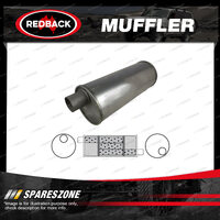 Redback Universal Muffler - 6" Round 12" Long 1 1/2" O/O Right Rotation