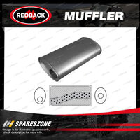 Redback Universal Muffler - 8" x 4" Oval 16" Long 2 1/2" O/C No Spigots