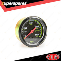 SAAS Oil Pressure Mechanical Gauge - Dual scale - Black Autoline 0 to 80psi