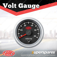 SAAS Electronic Volt Gauge 8v-18v 52mm Black Muscle Series II Silver Bezel