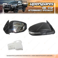 Superspares RH Black E/ Door Mirror With Blinker for Toyota Hilux TGN KUN GGN