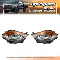 Right & Left Black Headlight for Mitsubishi Triton MQ With Orange Reflector